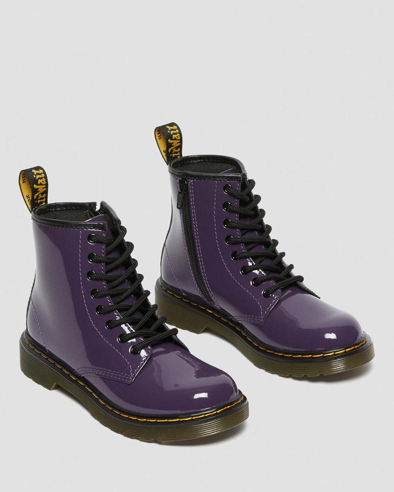 Purple Kids' Dr Martens Junior 1460 Patent Leather Lace Up Boots | CA 686EBC